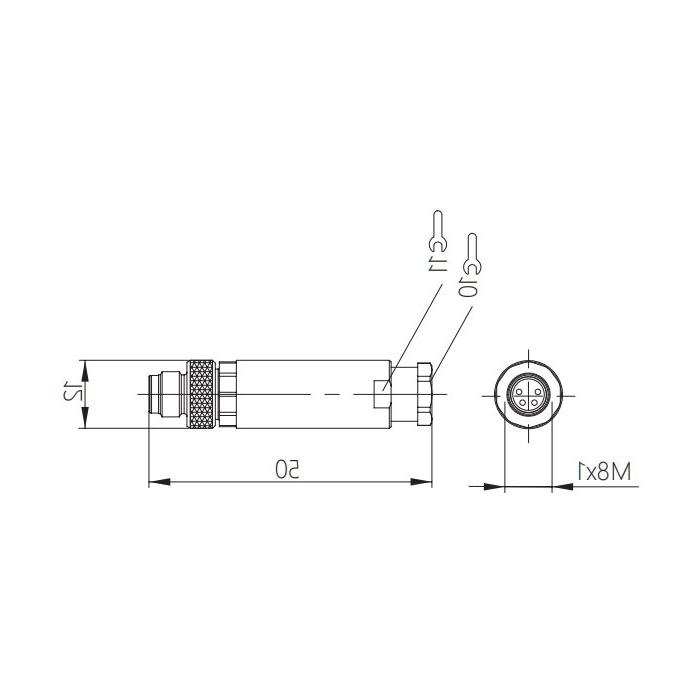 M8 4-PIN, straight male, screw connection, 63F121